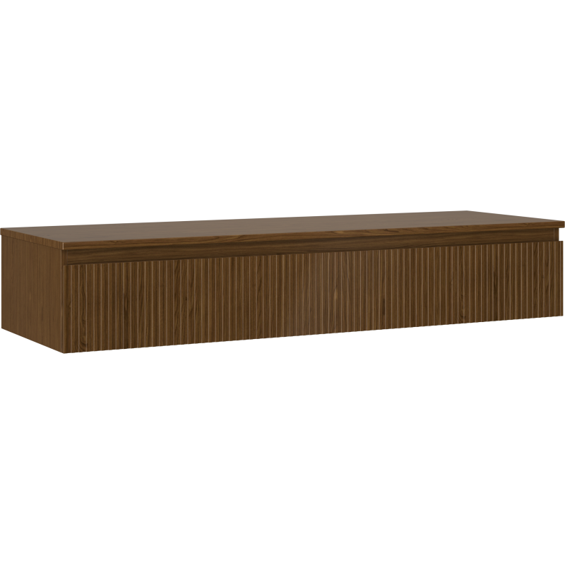 Mexen Rivel dulap baie pentru chiuvetă 140 cm cu blat, 1 sertar, canelat, nuc - 91A20-14023-1-BFC86