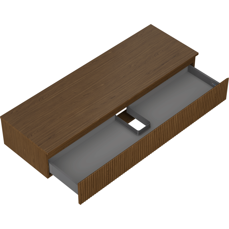 Mexen Rivel dulap de baie sub chiuvetă 140 cm cu blat, 1 sertar, canelat, nuc - 91A20-14023-1-BFC86