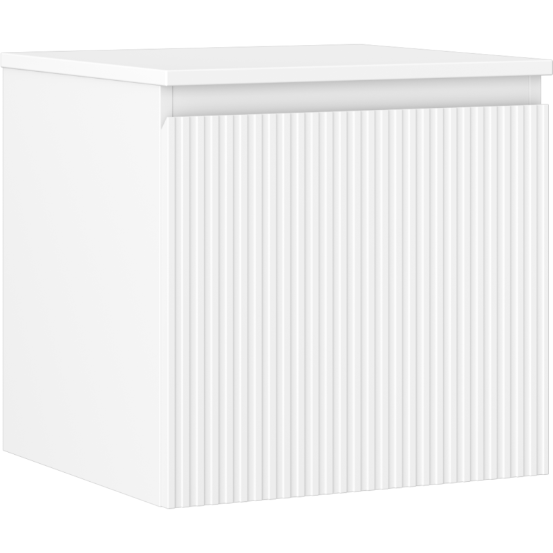 Mexen Rivel fürdőszobai mosdószekrény 50 cm-es lappal, 1 fiókos, bordázott, matt fehér - 91A20-05047-1-BFC01