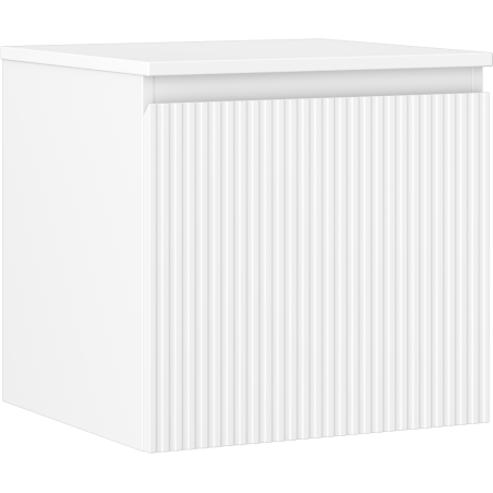 Mexen Rivel fürdőszobai mosdószekrény 50 cm-es lappal, 1 fiókos, bordázott, matt fehér - 91A20-05047-1-BFC01