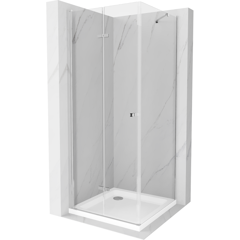 Mexen Lima cabină de duș pliabilă 100 x 100 cm, transparent, crom + cădiță Flat - 856-100-100-01-00-4010