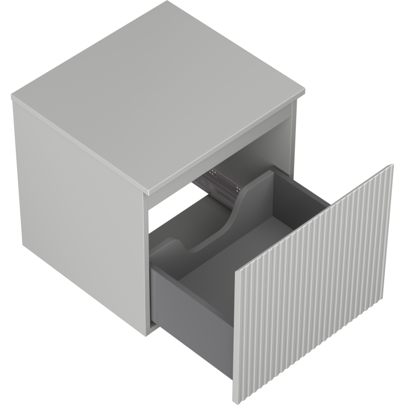 Mexen Rivel fürdőszobai mosdószekrény 50 cm munkalappal, 1 fiók, bordázott, szürke matt - 91A20-05047-1-BFC62