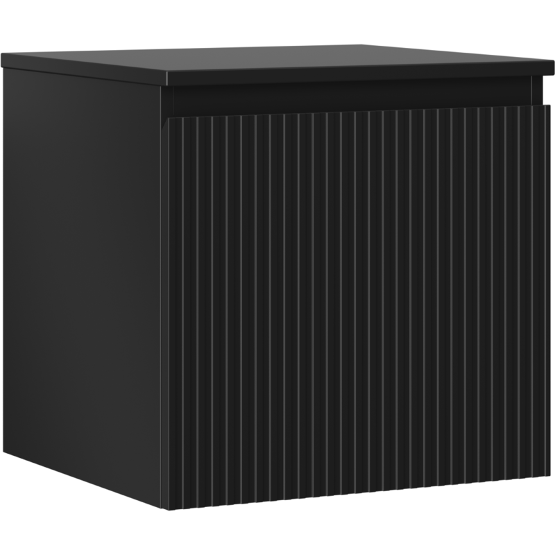 Mexen Rivel dulap baie sub lavoar de 50 cm cu blat, 1 sertar, canelat, negru mat - 91A20-05047-1-BFC71