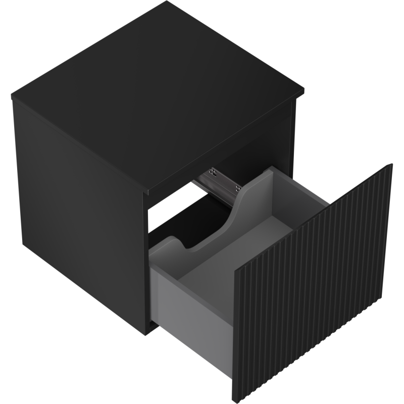 Mexen Rivel dulap baie sub lavoar 50 cm cu blat, 1 sertar, canelat, negru mat - 91A20-05047-1-BFC71