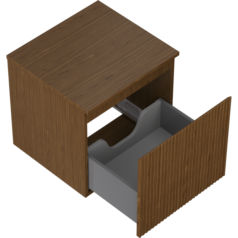 Mexen Rivel 50 cm-es fürdőszobaszekrény mosdó alá, munkalappal, 1 fiók, bemart, dió - 91A20-05047-1-BFC86