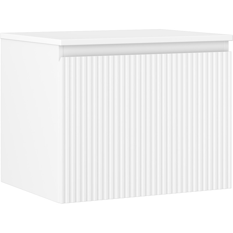 Mexen Rivel dulap de baie pentru lavoar de 60 cm cu blat, 1 sertar, cu structură canelată, alb mat - 91A20-06047-1-BFC01