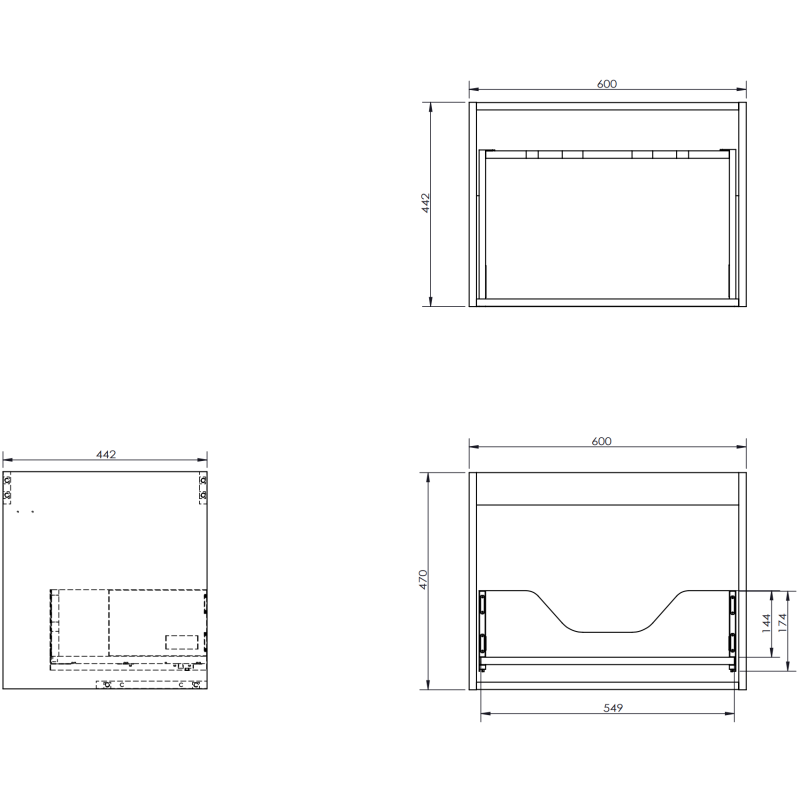 Mexen Rivel dulap pentru baie sub chiuvetă de 60 cm cu blat, 1 sertar, texturat, gri mat - 91A20-06047-1-BFC62