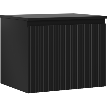 Mexen Rivel dulap baie sub chiuvetă 60 cm cu blat, 1 sertar, canelat, negru mat - 91A20-06047-1-BFC71