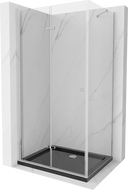 Mexen Lima cabină de duș pliabilă 90 x 100 cm, transparent, Crom + cadă de duș Flat, Neagră - 856-090-100-01-00-4070