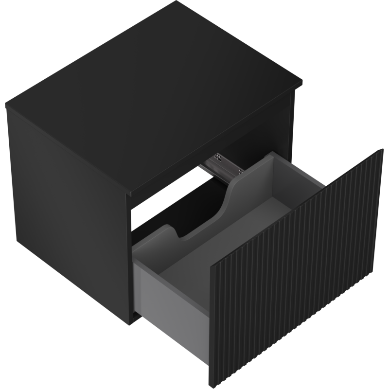 Mexen Rivel dulap baie sub chiuvetă 60 cm cu blat, 1 sertar, canelat, negru mat - 91A20-06047-1-BFC71