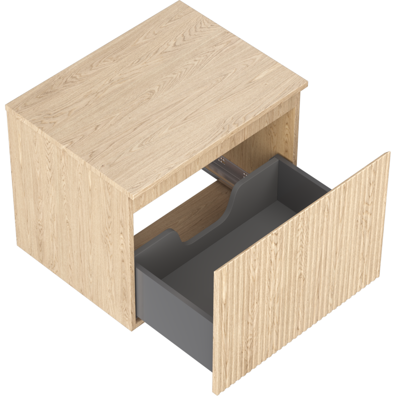 Mexen Rivel fürdőszobai szekrény mosdó alá 60 cm munkalappal, 1 fiók, bordázott, tölgy - 91A20-06047-1-BFC81