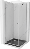 Mexen Lima cabină de duș pliabilă 90 x 90 cm, transparent, Crom + cadă de duș Flat, Neagră - 856-090-090-01-00-4070