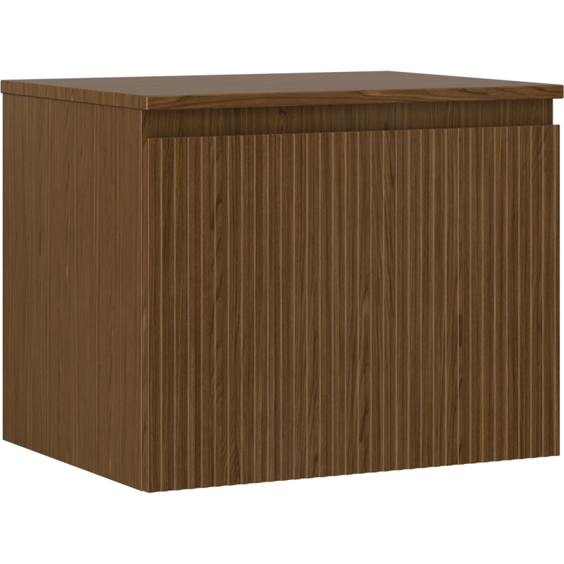 Mexen Rivel dulap baie suspendat de 60 cm cu blat, 1 sertar, striat, nuc - 91A20-06047-1-BFC86