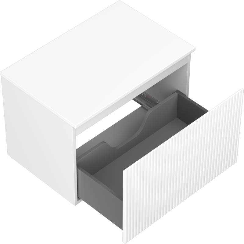 Mexen Rivel fürdőszobai szekrény mosdó alá, 70 cm, lappal, 1 fiók, bordázott, fehér matt - 91A20-07047-1-BFC01