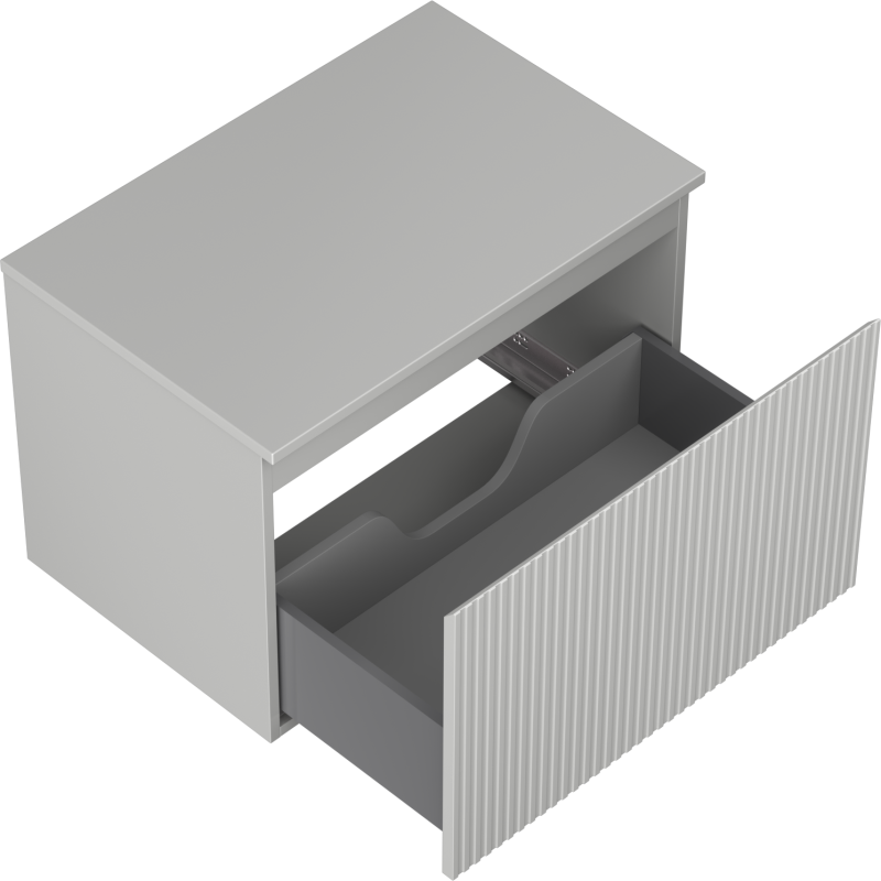 Mexen Rivel 70 cm-es fürdőszobai szekrény munkalappal, 1 fiók, bordázott, szürke matt - 91A20-07047-1-BFC62