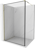 Mexen Kioto perete de duș Walk-in 100 x 200 cm, cadru negru 8 mm, auriu - 800-100-101-50-70