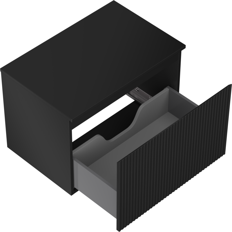 Mexen Rivel dulap baie de 70 cm cu blat, 1 sertar, canelat, negru mat - 91A20-07047-1-BFC71