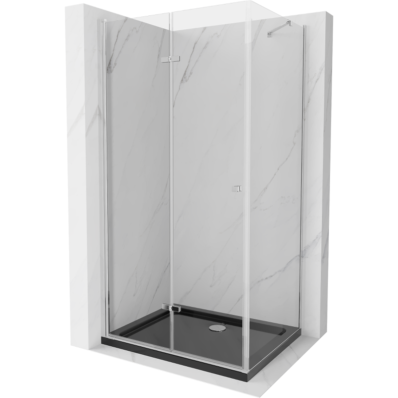 Mexen Lima cabina de duș pliabilă 120 x 90 cm, transparentă, crom + cadă Flat, negru - 856-120-090-01-00-4070