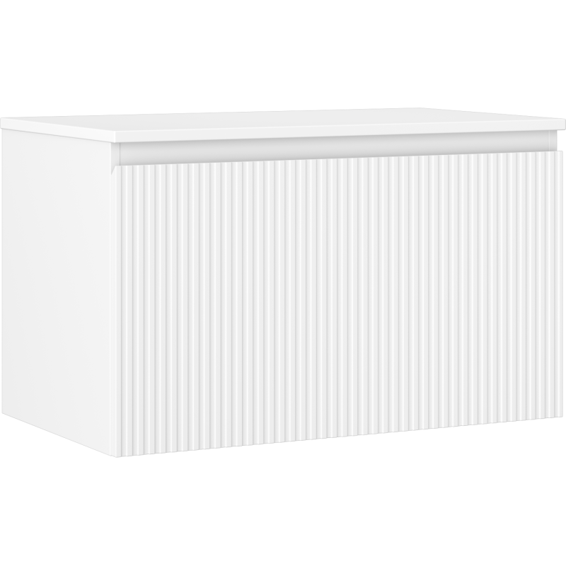 Mexen Rivel fürdőszobai szekrény mosdó alá, 80 cm-es munkalappal, 1 fiókkal, bordázott, fehér matt - 91A20-08047-1-BFC01