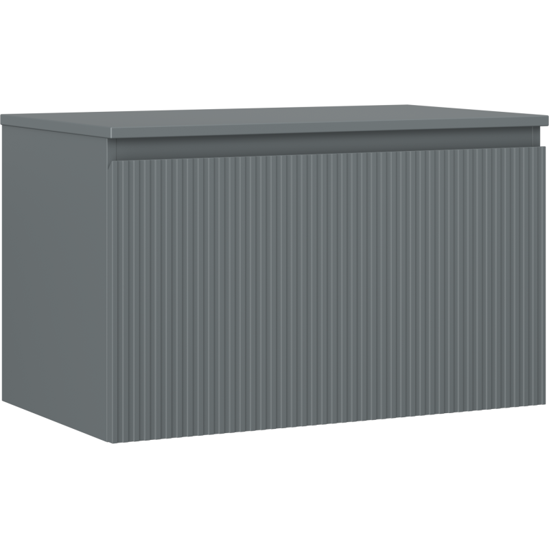 Mexen Rivel dulap baie sub-lavoar 80 cm cu blat, 1 sertar, canelat, grafit mat - 91A20-08047-1-BFC66