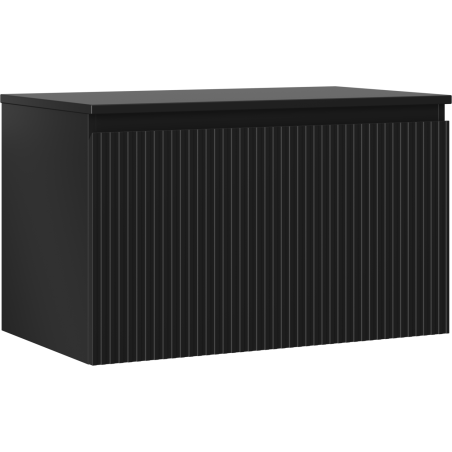 Mexen Rivel dulap de baie pentru chiuvetă, 80 cm, cu blat, 1 sertar, canelat, negru mat - 91A20-08047-1-BFC71