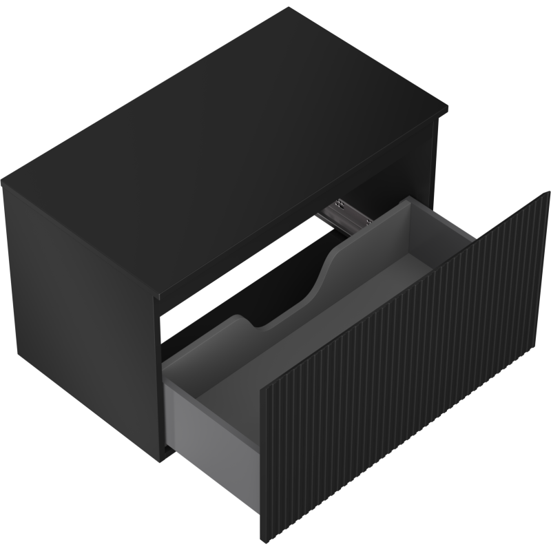 Mexen Rivel dulap de baie pentru chiuvetă, 80 cm, cu blat, 1 sertar, canelat, negru mat - 91A20-08047-1-BFC71