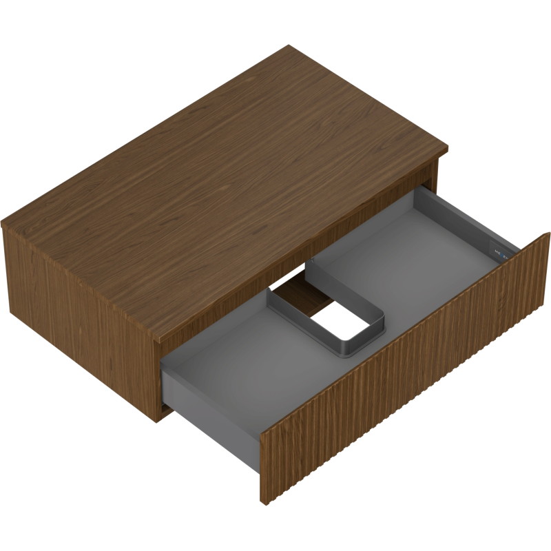 Mexen Rivel dulap baie sub chiuvetă 80 cm cu blat, 1 sertar, riflat, nuc - 91A20-08047-1-BFC86