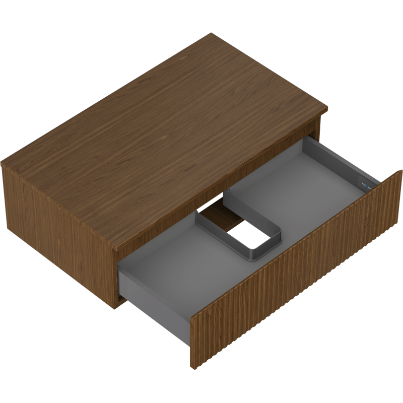 Mexen Rivel dulap de baie sub lavoar 80 cm cu blat, 1 sertar, canelat, nuc - 91A20-08047-1-BFC86