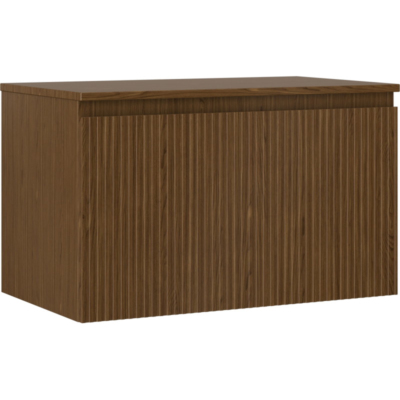 Mexen Rivel dulap baie sub chiuvetă 80 cm cu blat, 1 sertar, riflat, nuc - 91A20-08047-1-BFC86