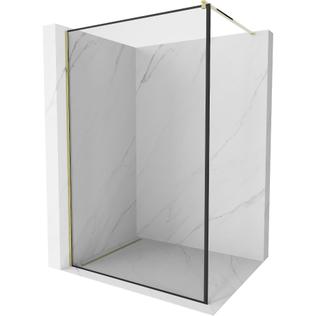 Mexen Kioto perete de duș Walk-in 50 x 200 cm, ramă neagră 8 mm, auriu - 800-050-101-50-70