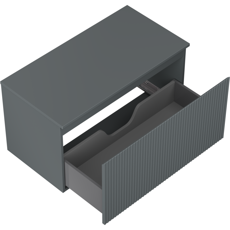 Mexen Rivel dulap baie sub lavoar 90 cm cu blat, 1 sertar, canelat, grafit mat - 91A20-09047-1-BFC66