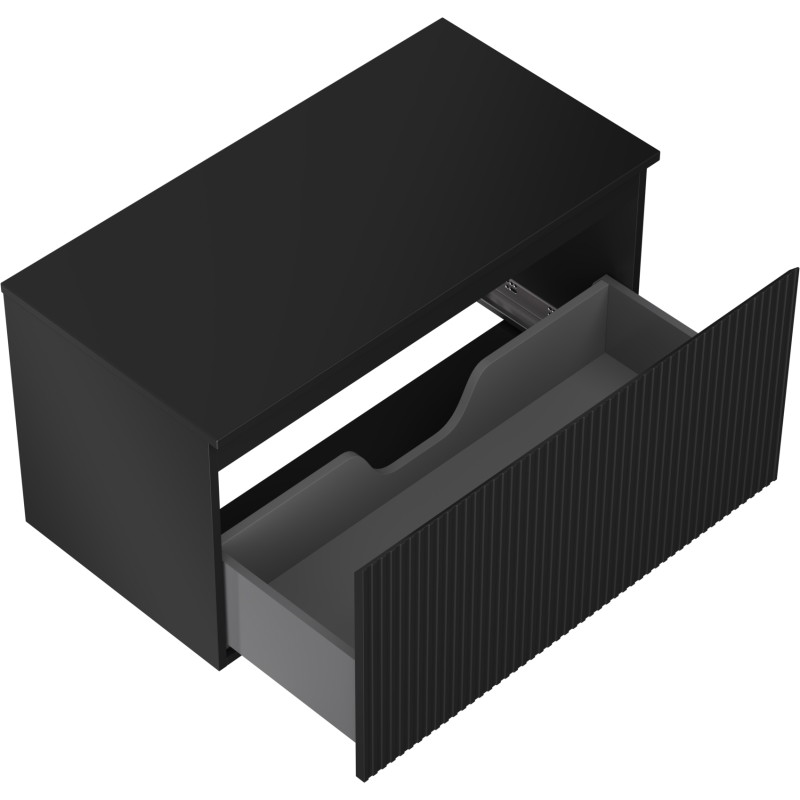 Mexen Rivel dulap baie sub chiuvetă 90 cm cu blat, 1 sertar, canelat, negru mat - 91A20-09047-1-BFC71