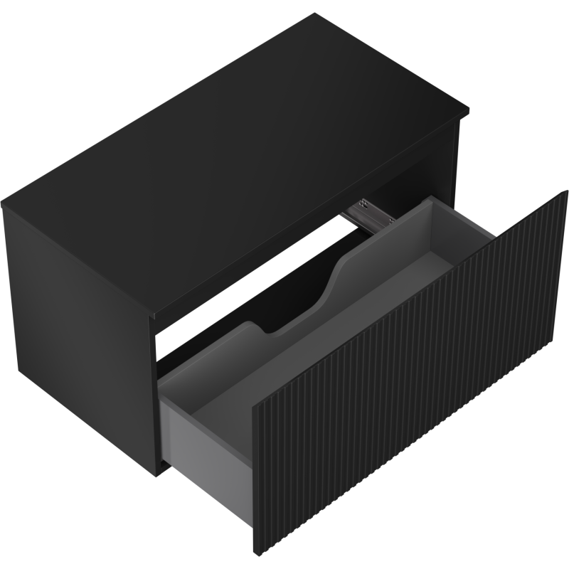 Mexen Rivel dulap pentru baie sub lavoar 90 cm cu blat, 1 sertar, canelat, negru mat - 91A20-09047-1-BFC71