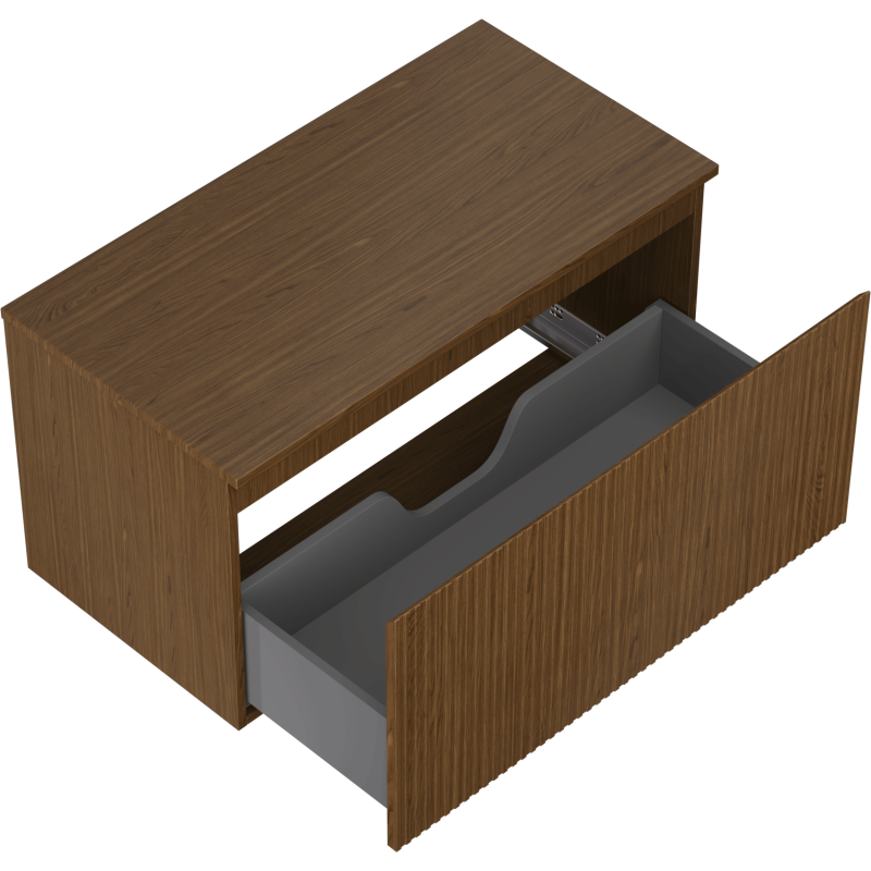 Mexen Rivel dulap baie sub lavoar 90 cm cu blat, 1 sertar, canelat, nuc - 91A20-09047-1-BFC86