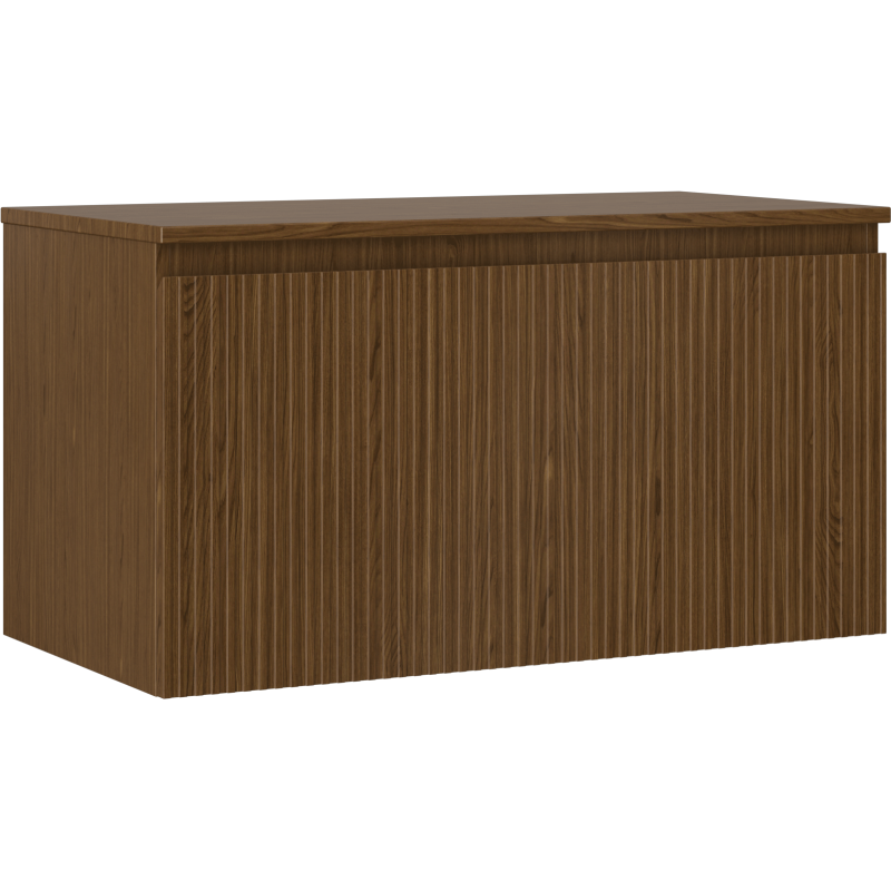 Mexen Rivel dulap de baie pentru lavoar, 90 cm cu blat, 1 sertar, canelat, nuc - 91A20-09047-1-BFC86