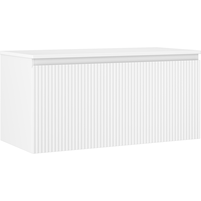 Mexen Rivel dulap baie sub chiuvetă 100 cm cu blat, 1 sertar, canelat, alb mat - 91A20-10047-1-BFC01