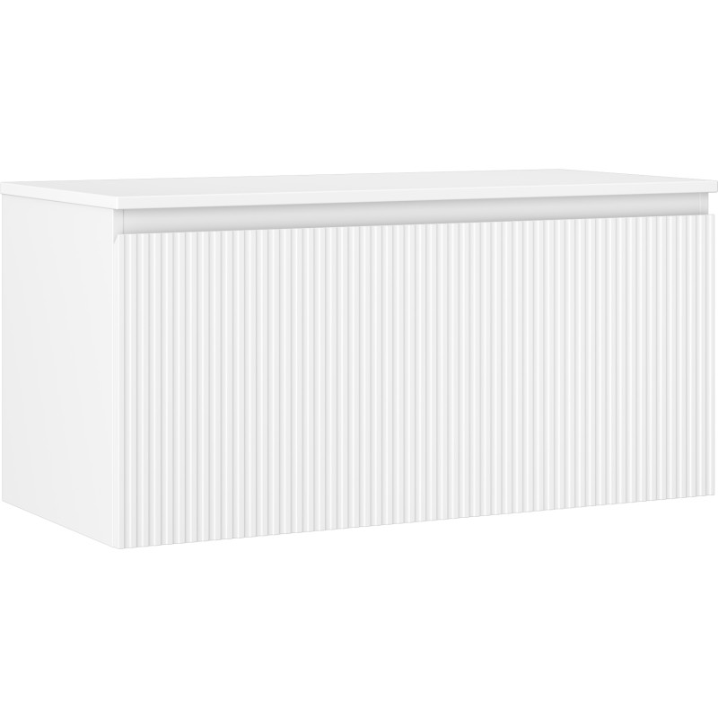 Mexen Rivel dulap baie sub lavoar 100 cm cu blat, 1 sertar, striat, alb mat - 91A20-10047-1-BFC01