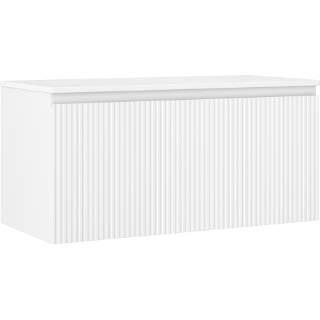 Mexen Rivel dulap baie pentru lavoar 100 cm cu blat, 1 sertar, canelat, alb mat - 91A20-10047-1-BFC01