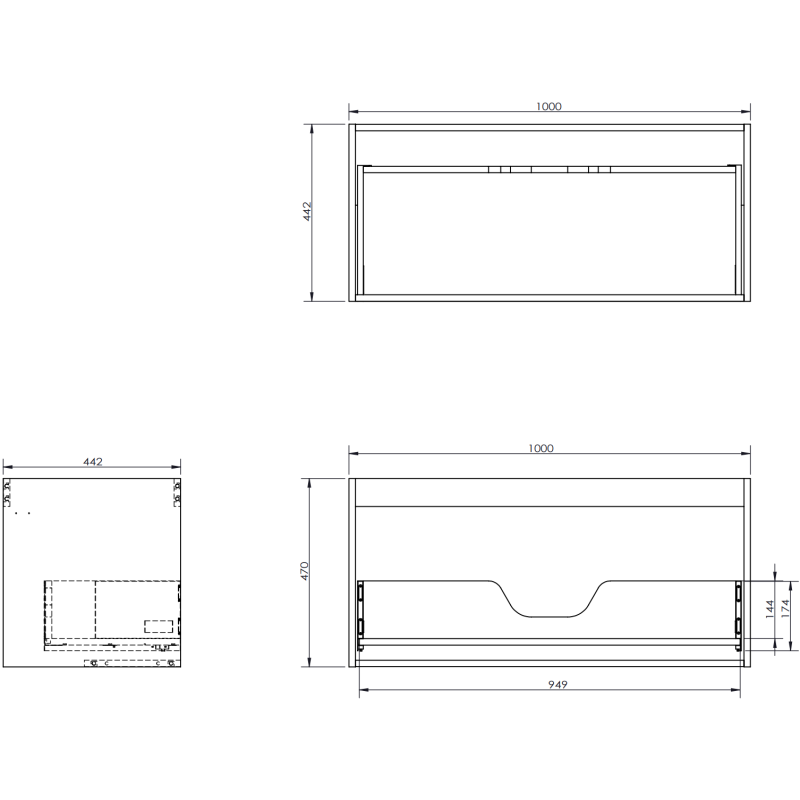 Mexen Rivel dulap baie sub chiuvetă 100 cm cu blat, 1 sertar, canelat, alb mat - 91A20-10047-1-BFC01