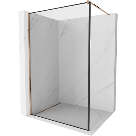 Mexen Kioto Walk-in zuhanyfal 60 x 200 cm, fekete keret 8 mm, rózsaarany - 800-060-101-60-70