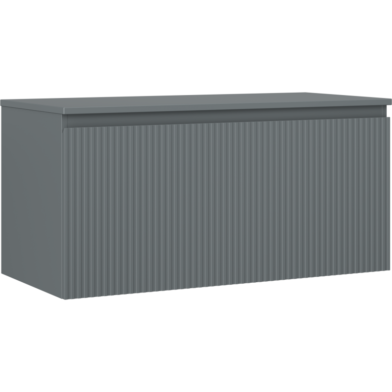 Mexen Rivel dulap baie suspendat sub lavoar 100 cm, cu blat, 1 sertar, canelat, grafit mat - 91A20-10047-1-BFC66