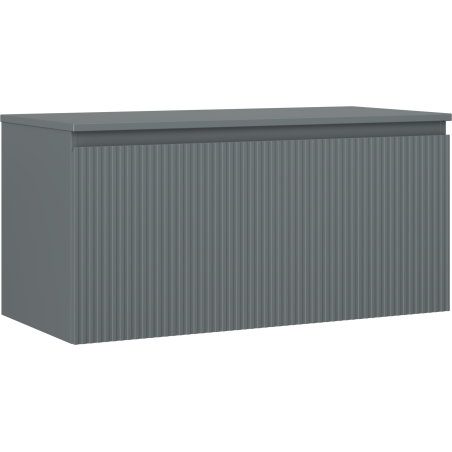 Mexen Rivel dulap baie suspendat sub lavoar 100 cm, cu blat, 1 sertar, canelat, grafit mat - 91A20-10047-1-BFC66