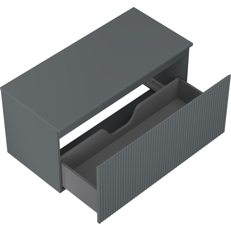 Mexen Rivel dulap baie sub lavoar 100 cm cu blat, 1 sertar, canelat, grafit mat - 91A20-10047-1-BFC66