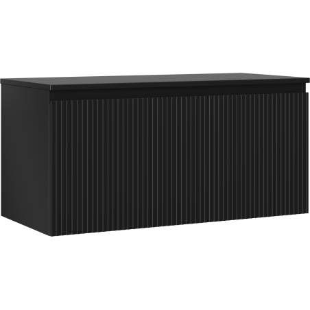 Mexen Rivel dulap de baie sub chiuvetă 100 cm cu blat, 1 sertar, canelat, negru mat - 91A20-10047-1-BFC71
