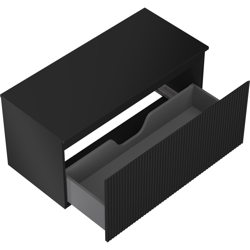 Mexen Rivel dulap baie sub lavoar 100 cm cu blat, 1 sertar, cu nervuri, negru mat - 91A20-10047-1-BFC71