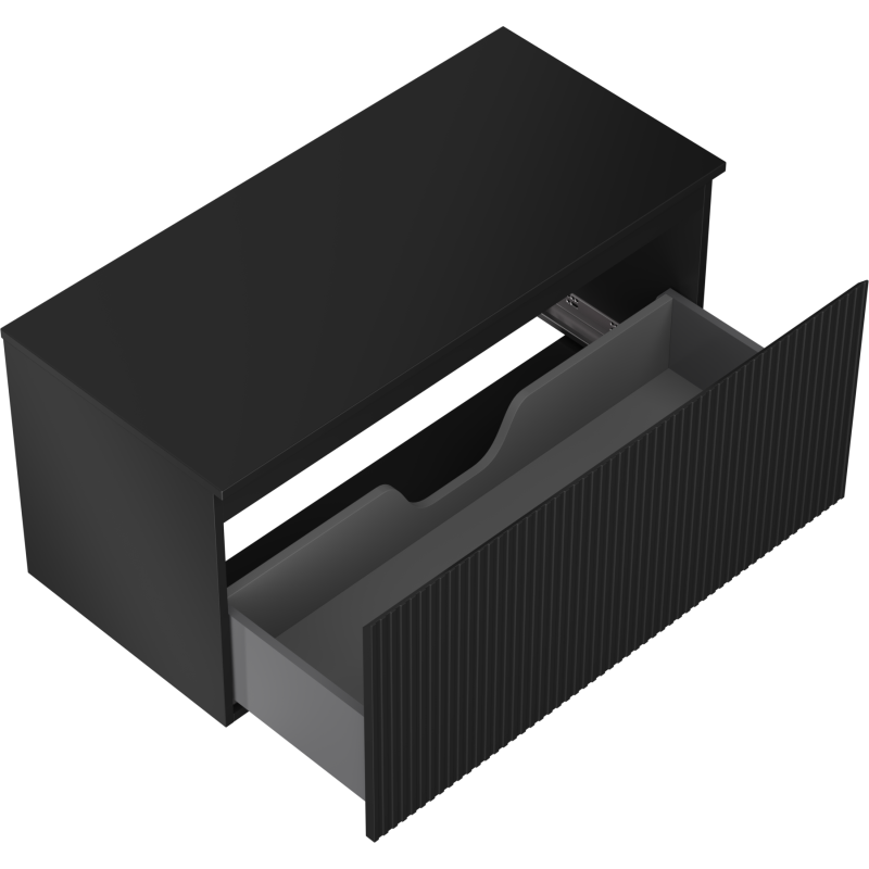 Mexen Rivel dulap baie sub lavoar 100 cm cu blat, 1 sertar, striat, negru mat - 91A20-10047-1-BFC71