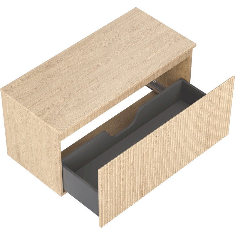 Mexen Rivel dulap de baie sub lavoar 100 cm cu blat, 1 sertar, riflat, stejar - 91A20-10047-1-BFC81