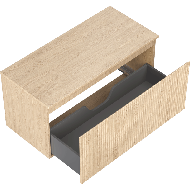 Mexen Rivel dulap de baie sublavoar 100 cm cu blat, 1 sertar, canelat, stejar - 91A20-10047-1-BFC81