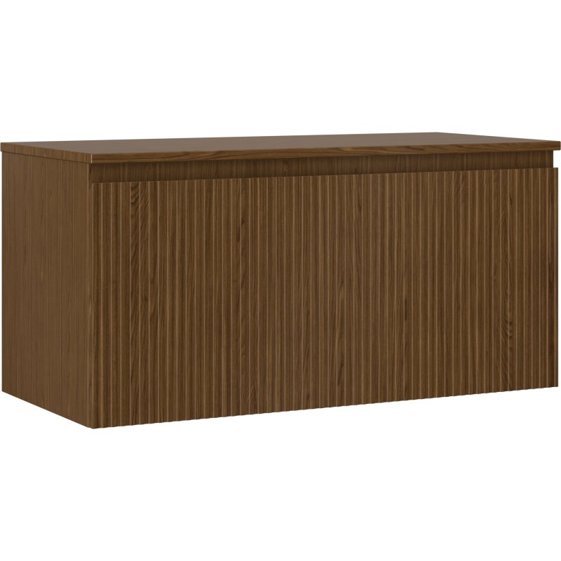 Mexen Rivel dulap de baie pentru lavoar 100 cm cu blat, 1 sertar, riflat, nuc - 91A20-10047-1-BFC86