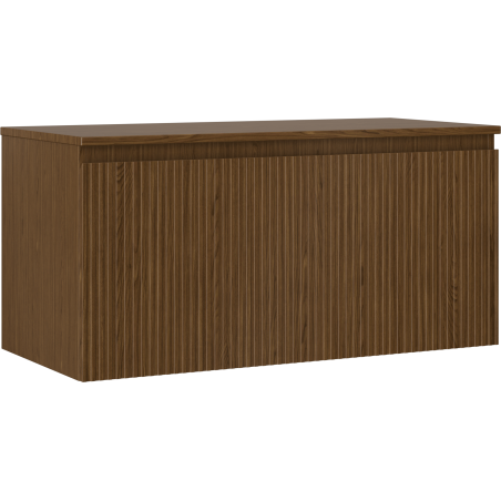 Mexen Rivel dulap de baie pentru lavoar 100 cm cu blat, 1 sertar, riflat, nuc - 91A20-10047-1-BFC86